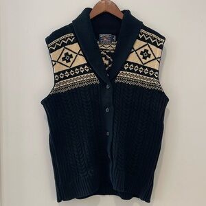 American Living Black and Cream Sweater Vest